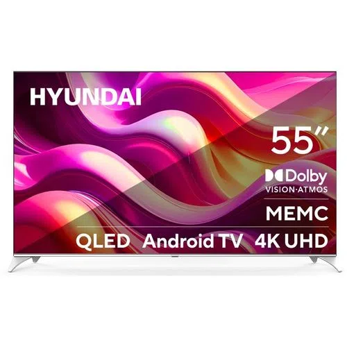 Телевизор Hyundai H-LED55QBU7500 55 дюймов, QLED, 4K Ultra HD, Smart TV Android, черный