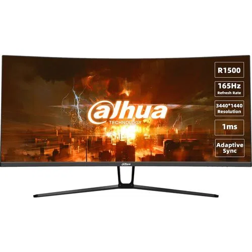 Монитор Dell DHI-LM34-E330C, 34 дюйма, 3440x1440, VA, 165 Гц, изогнутый, 2xHDMI, 2xDP, черный