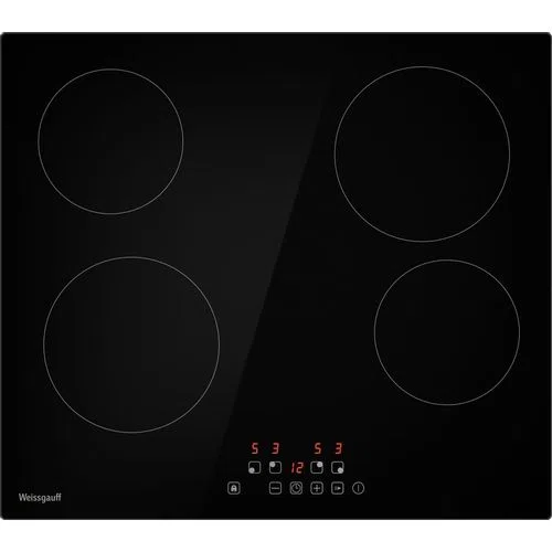 Электрическая варочная панель Weissgauff HV 640 BAT, 4 конфорки, стеклокерамика, независимая, черный