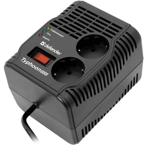 Стабилизатор напряжения Defender AVR Typhoon 1000, 1000 ВА, черный