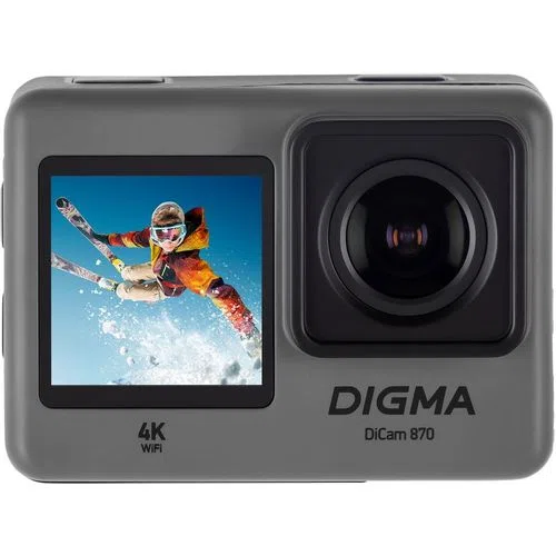 Экшн-камера Digma DiCam 870, 4K, Wi-Fi, серая