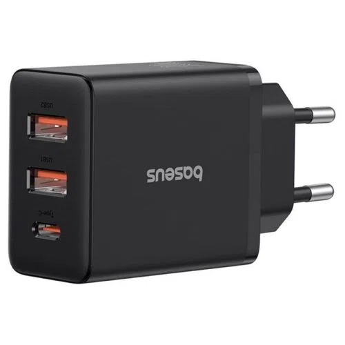 Сетевое зарядное устройство Baseus P10111402113-00, 30 Вт, 2xUSB-A + USB-C, черное
