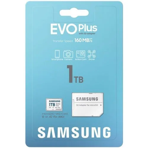 Карта памяти microSDXC Samsung EVO Plus, 1024 ГБ, с SD-адаптером