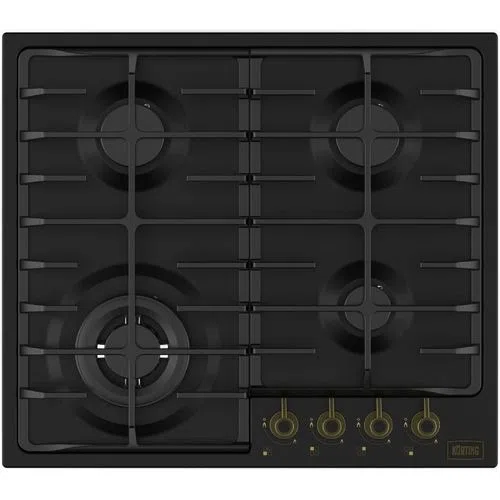 Варочная панель газовая Korting HG 674 CTRN, 4 конфорки, эмалированная сталь, черная