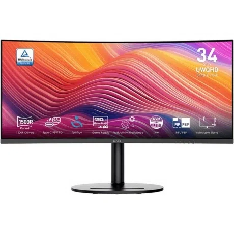 Монитор MSI Modern MD342CQP 34 дюйма, изогнутый 1500R, 3440x1440, VA, AdaptiveSync, чёрный