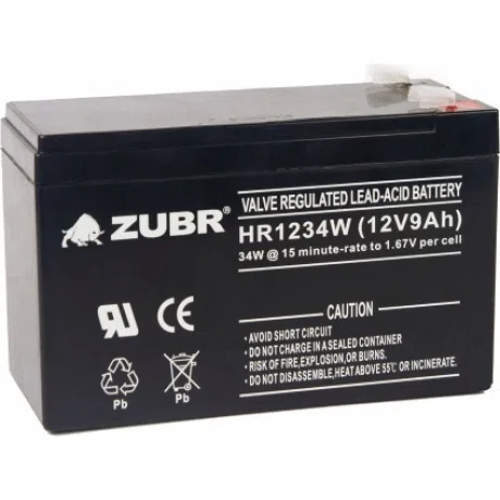 Аккумулятор для ИБП Зубр HR 1234 W, 12 В, 9 Ач, AGM