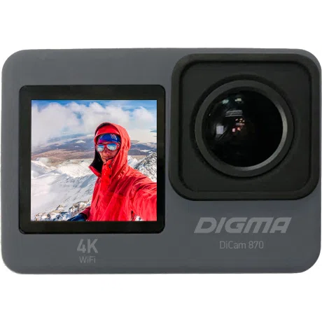 Экшн-камера Digma DiCam 870, 4K 60 к/с, 170°, серая