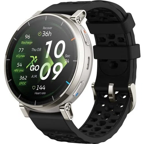 Смарт-часы Amazfit Active 3 Premium A2559, 45мм, 1.32", черный/серебристый