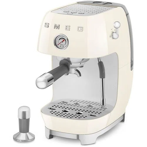 Кофемашина автоматическая Smeg Стиль 50-х гг. ECF03CREU, 15Бар, с ручным капучинатором, кремовый/серебристый