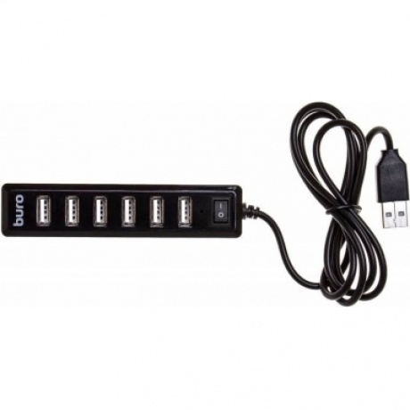 USB-хаб Buro BU-HUB7-1.0-U2.0, 7 портов, USB 2.0, чёрный