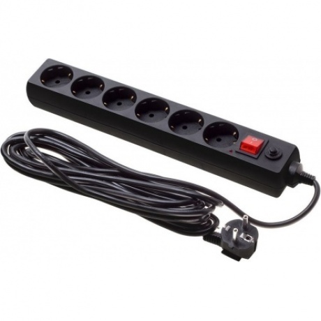 Сетевой фильтр Buro 600SH-16-5-B, 6 розеток, 5 м, черный
