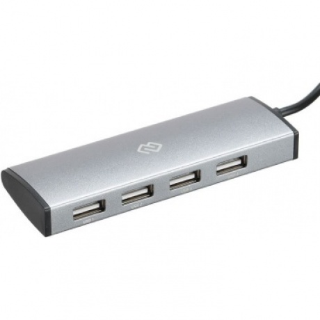 Хаб-разветвитель Digma HUB-4U2.0-UC-DS, USB-C, 4 порта, серебристый