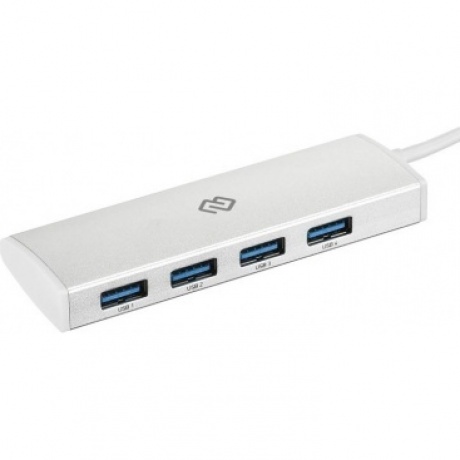 Хаб-разветвитель Digma HUB-4U3.0-UC-S, USB-C, 4 порта, серебристый