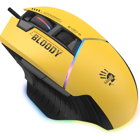 Мышь проводная игровая A4Tech Bloody W95 Max Sports, желтая