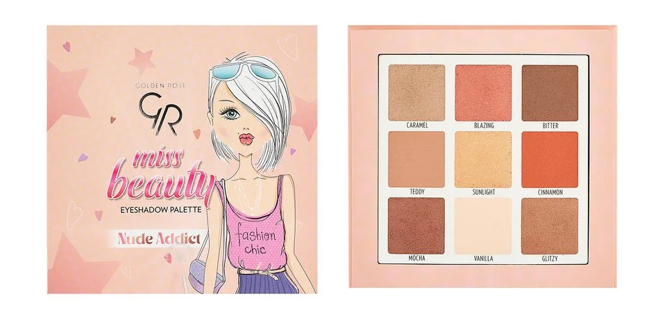 Палетка теней для век Golden Rose Miss Beauty Nude Addict, 9 оттенков