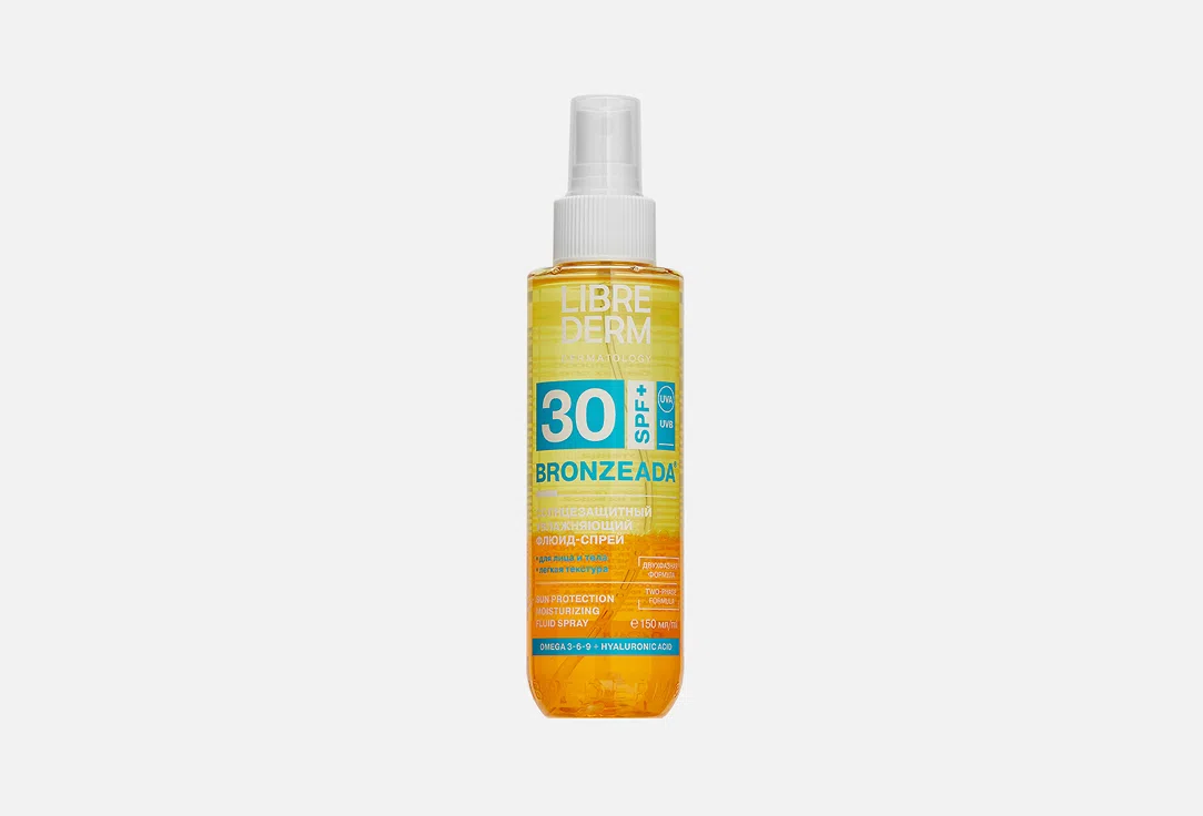 Librederm Флюид-спрей для лица солнцезащитный Увлажняющий Bronzeada SPF30 150мл