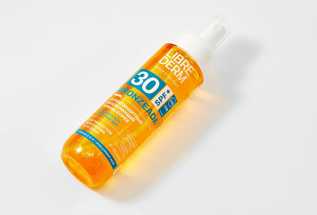 Librederm Флюид-спрей для лица солнцезащитный Увлажняющий Bronzeada SPF30 150мл