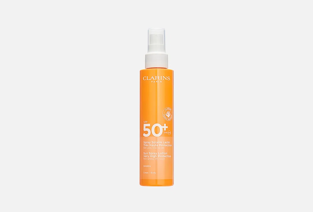 Солнцезащитное молочко-спрей для тела Clarins Lacte, SPF50+, 150 мл