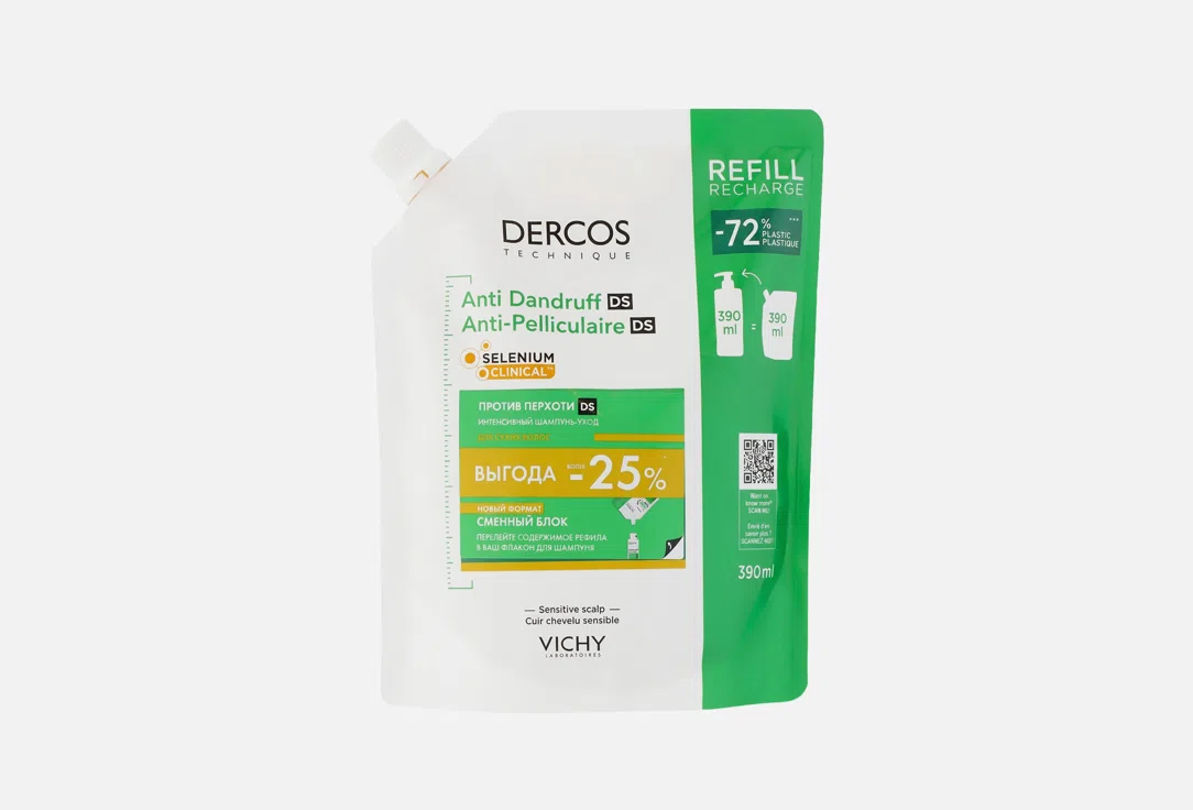 Vichy Рефил шампуня д/сухих волос Dercos Против перхоти 390мл