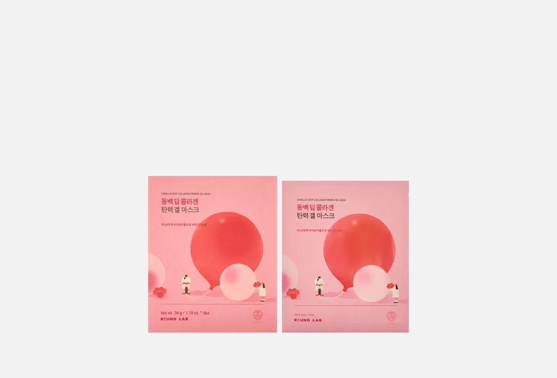 Набор гидрогелевых масок для лица Round Lab Camellia Deep Collagen Firming, 4 шт