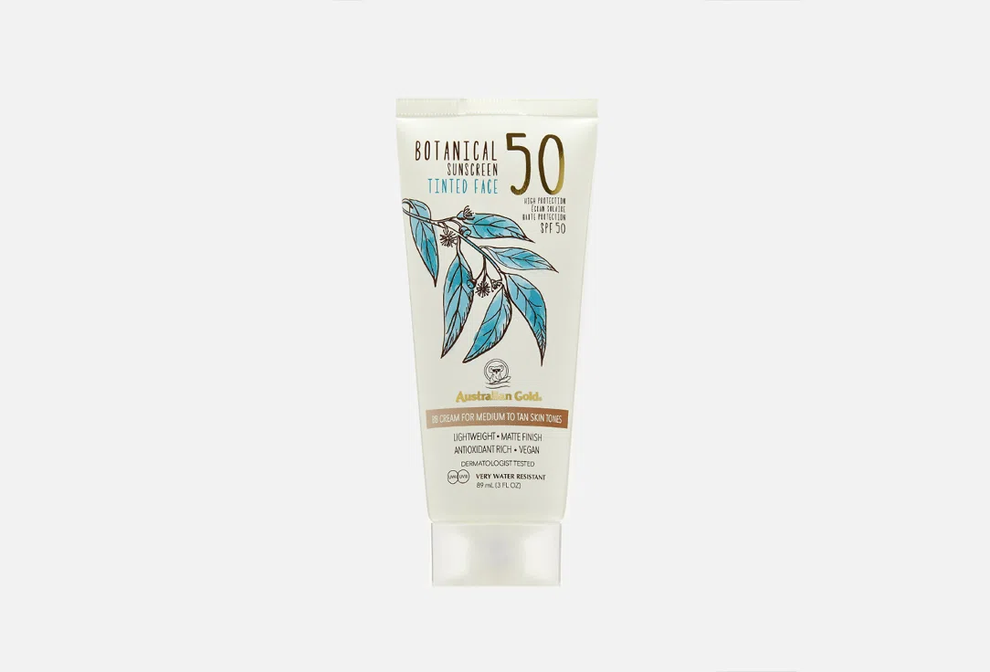 Тонирующий солнцезащитный лосьон для лица Australian Gold Botanica SPF50, оттенок Medium, 89 мл