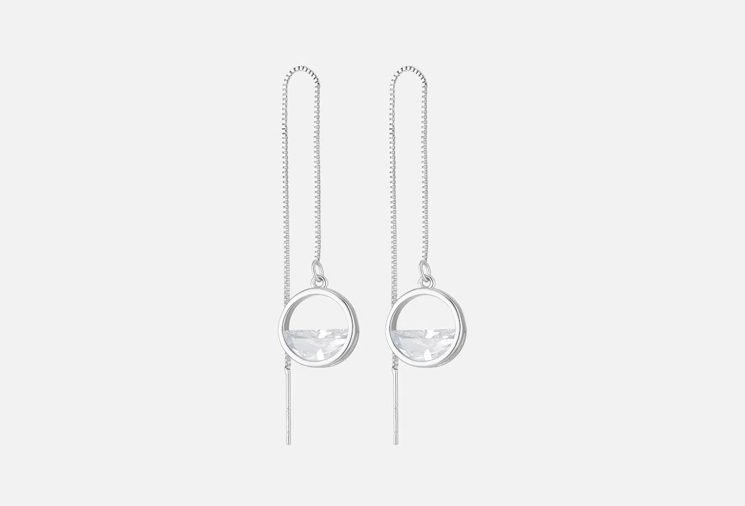 Серьги-протяжки Настроение женщины Океан 2, с кристаллами Swarovski, латунь с покрытием серебром