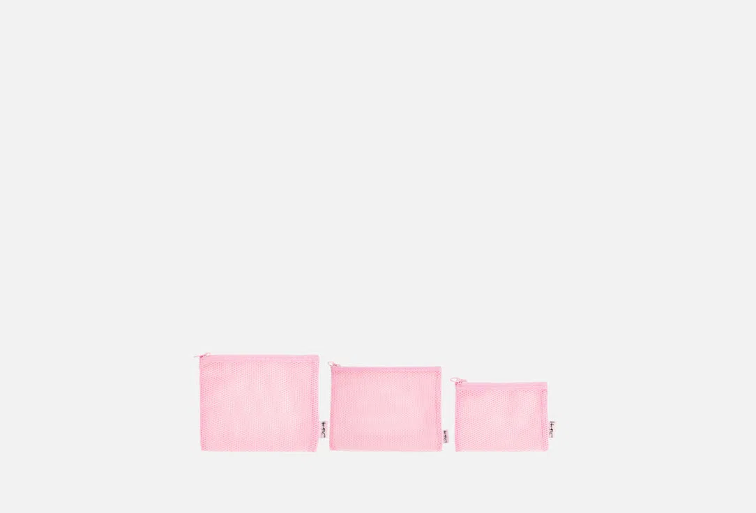 Набор косметичек FOR ME by gold apple Pink, 3 шт, сетка