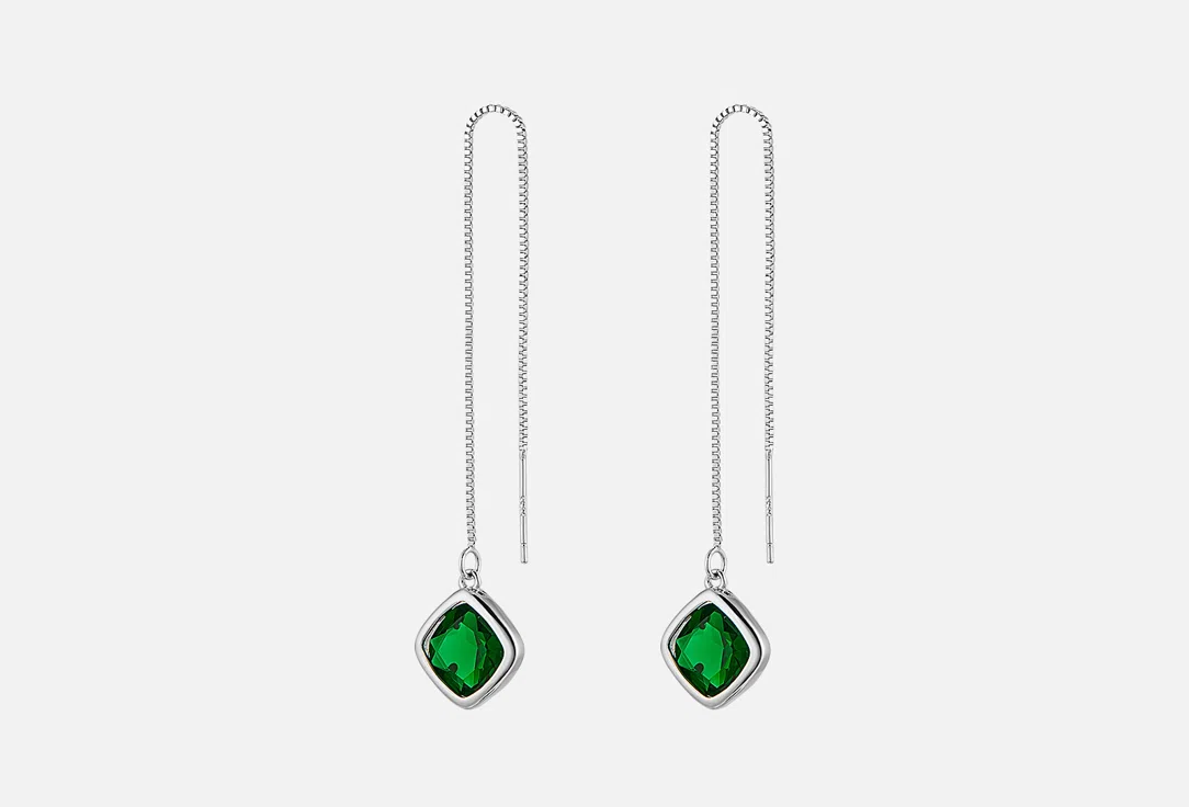 Серьги-протяжки с кристаллами Swarovski Настроение женщины покрытие серебром