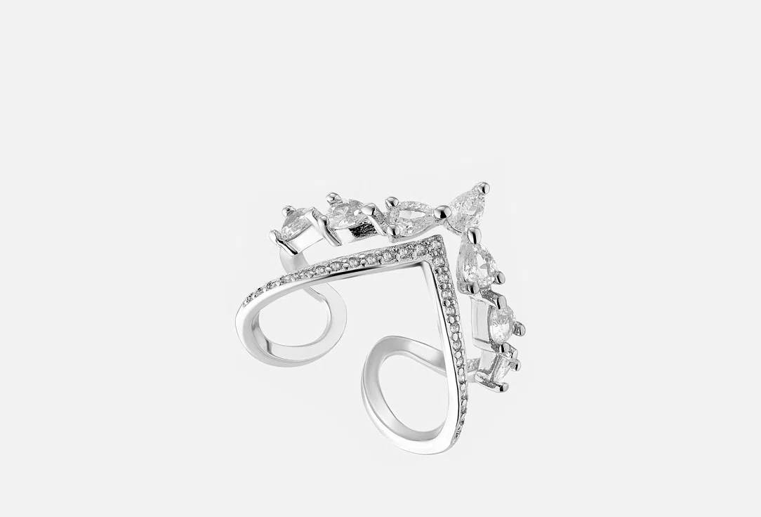Кольцо безразмерное Настроение женщины Ажур в серебре с кристаллами Swarovski