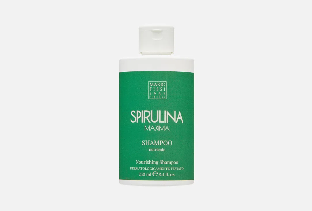 Mario Fissi Шампунь для волос Spirulina Maxima Nutriente питательный, С экстрактом Спирулины, д/сухих и повреждённых волос 250мл