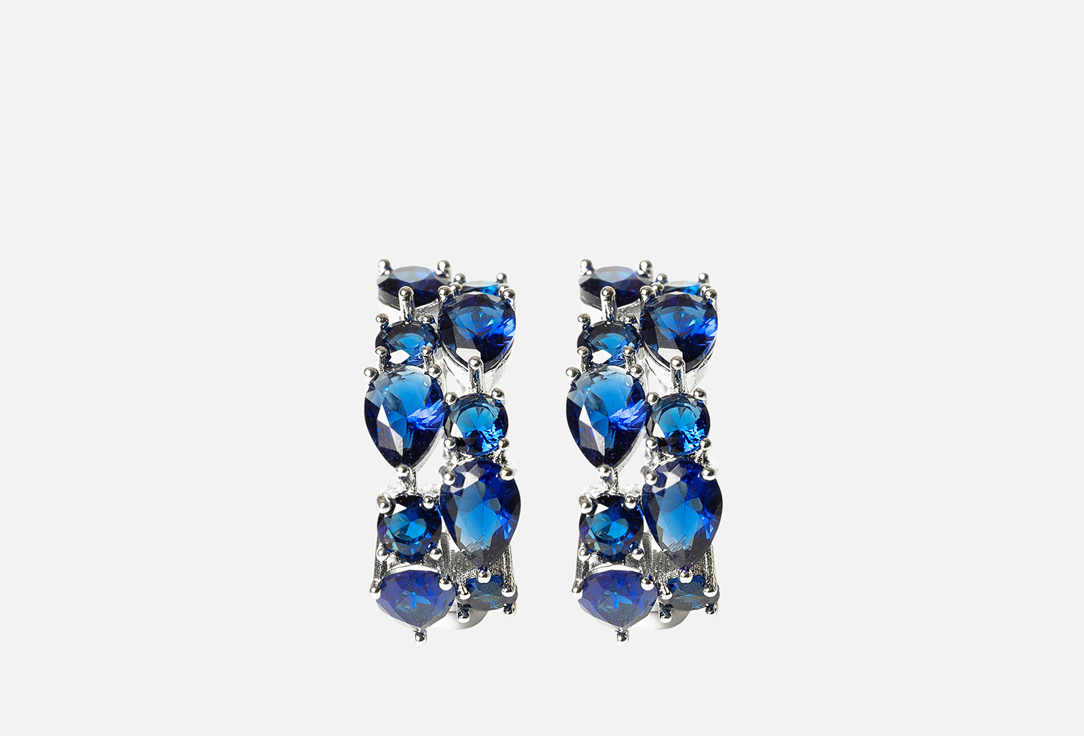 Серьги Настроение женщины Топаз, латунь, покрытие серебро, кристаллы Swarovski