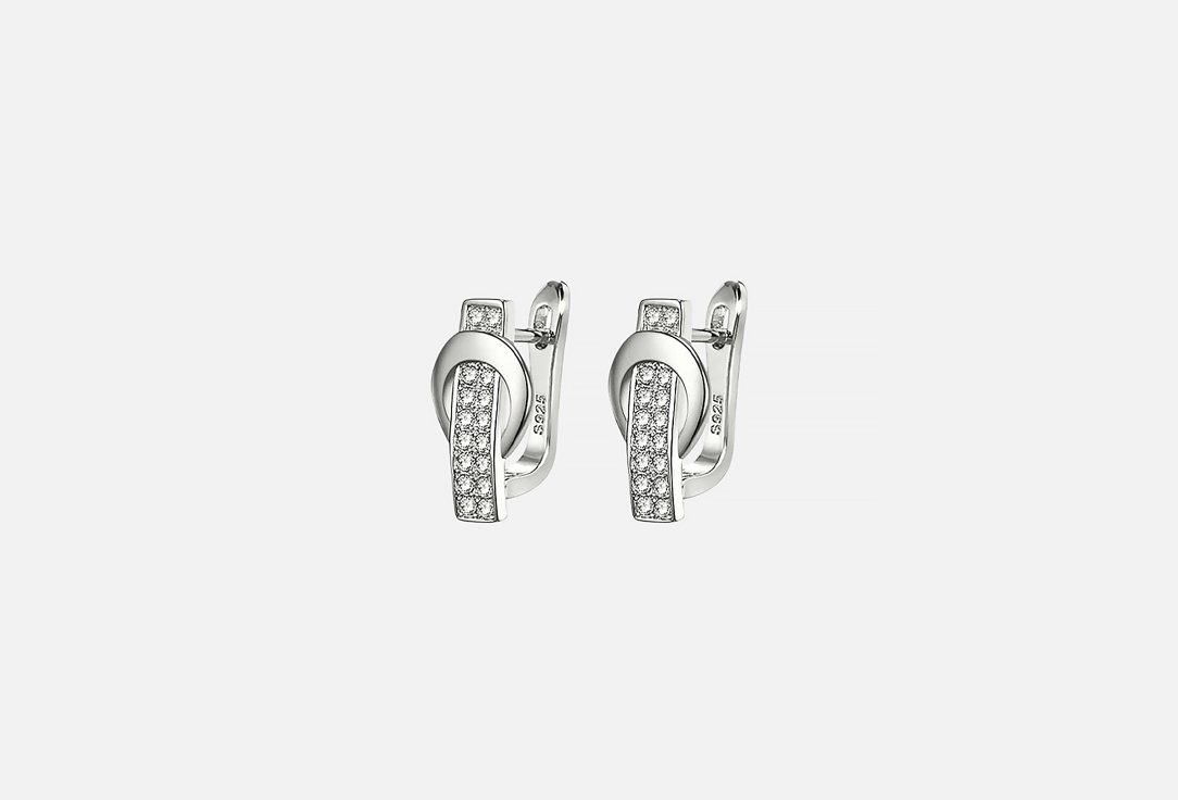 Серьги Настроение женщины, циркон, латунь с покрытием серебром