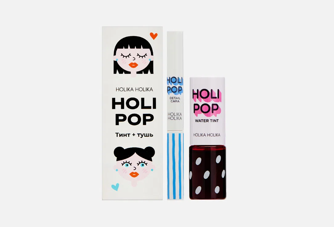 Набор косметики Holika Holika Holipop Makeup, тинт и тушь для ресниц, 2 шт.