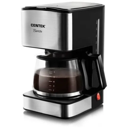 Кофеварка Centek CT-1144, капельная, серебристый /черный